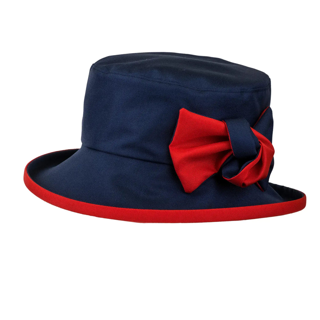 Waterproof Hat-in-a-Bag Packable Elegant ladies Hat with Side Bow & Pouch