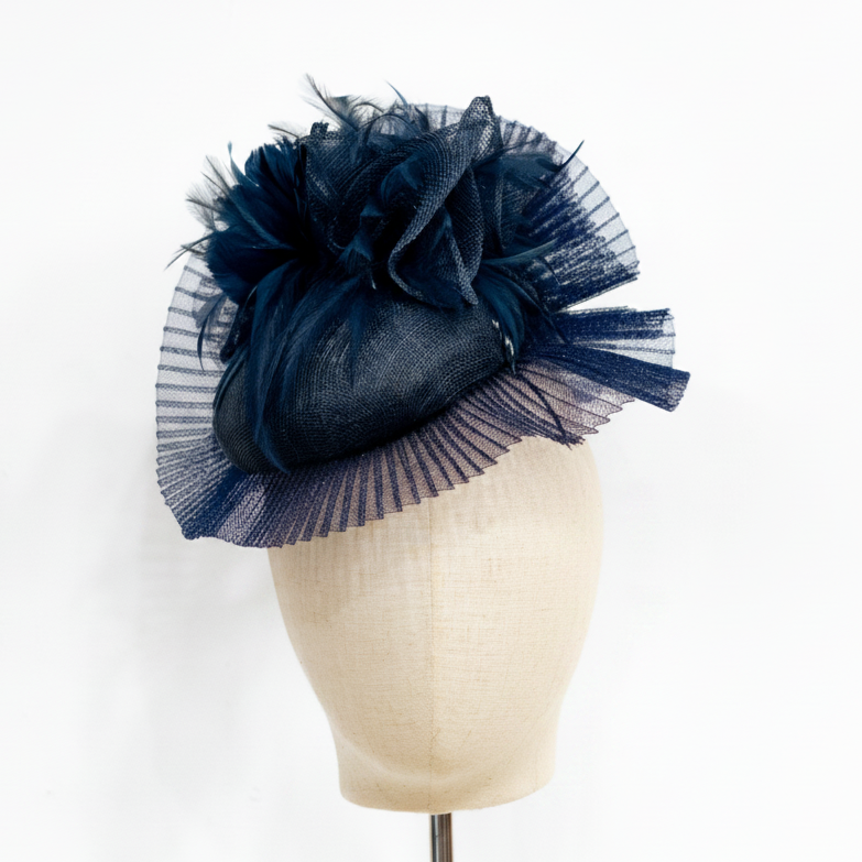 Nora - Navy Cocktail Hat | Isabella Josie