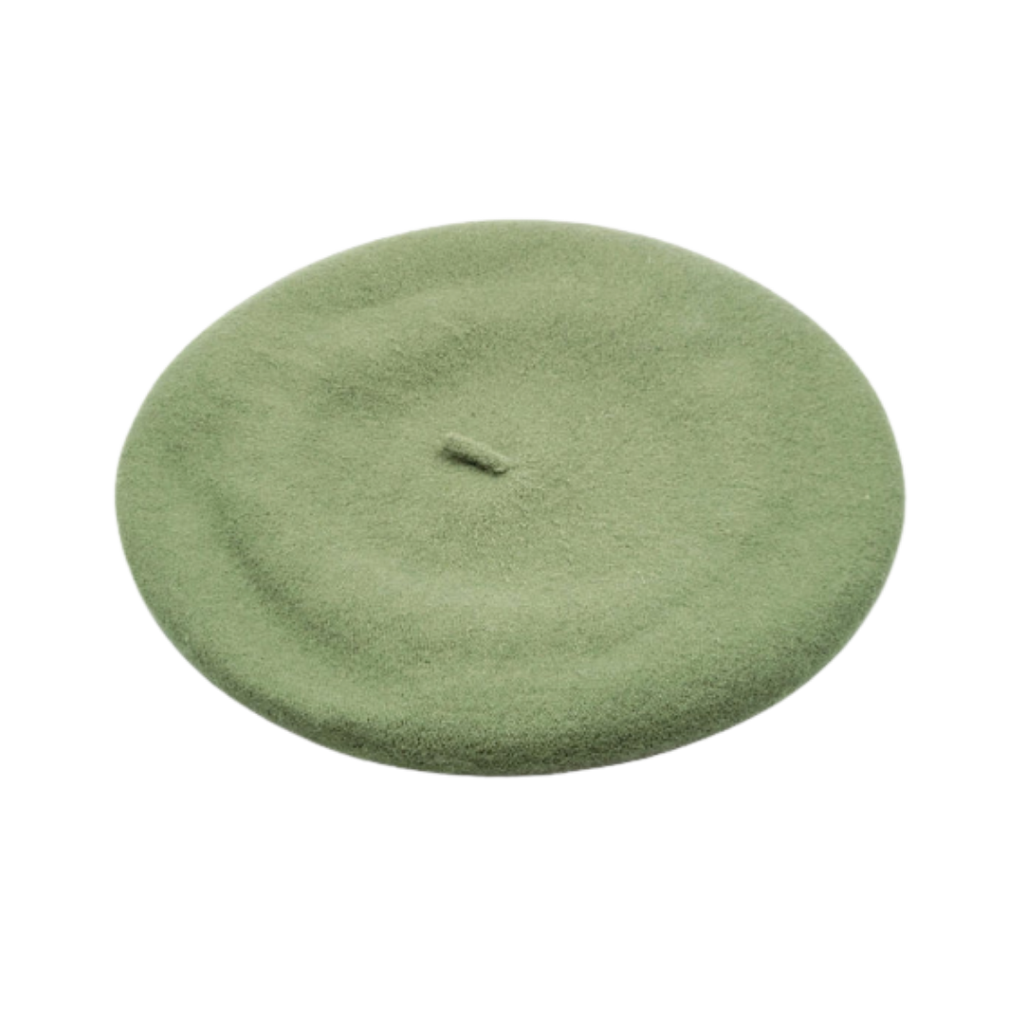 Pistachiio  Green Light Olive Wool Felt Beret