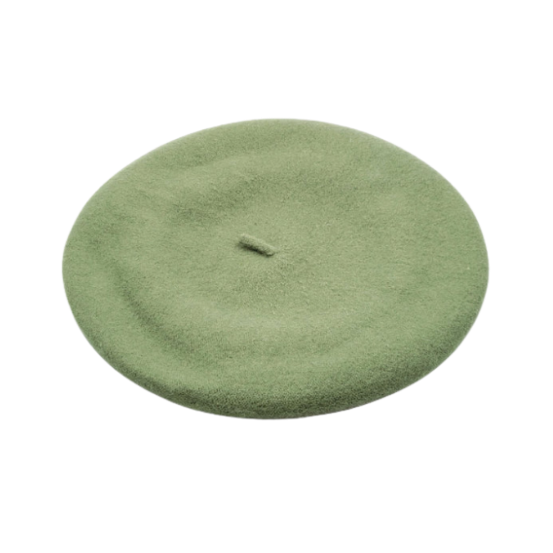 Pistachiio  Green Light Olive Wool Felt Beret