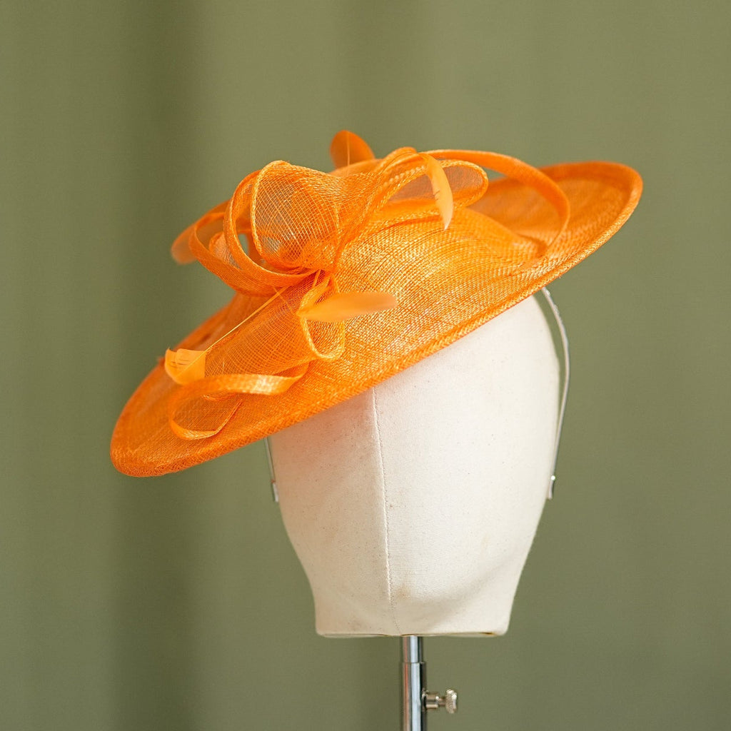 Orange Travel Disc Hatinator Wedding Guest from Sussex Hats by Isabella Josie