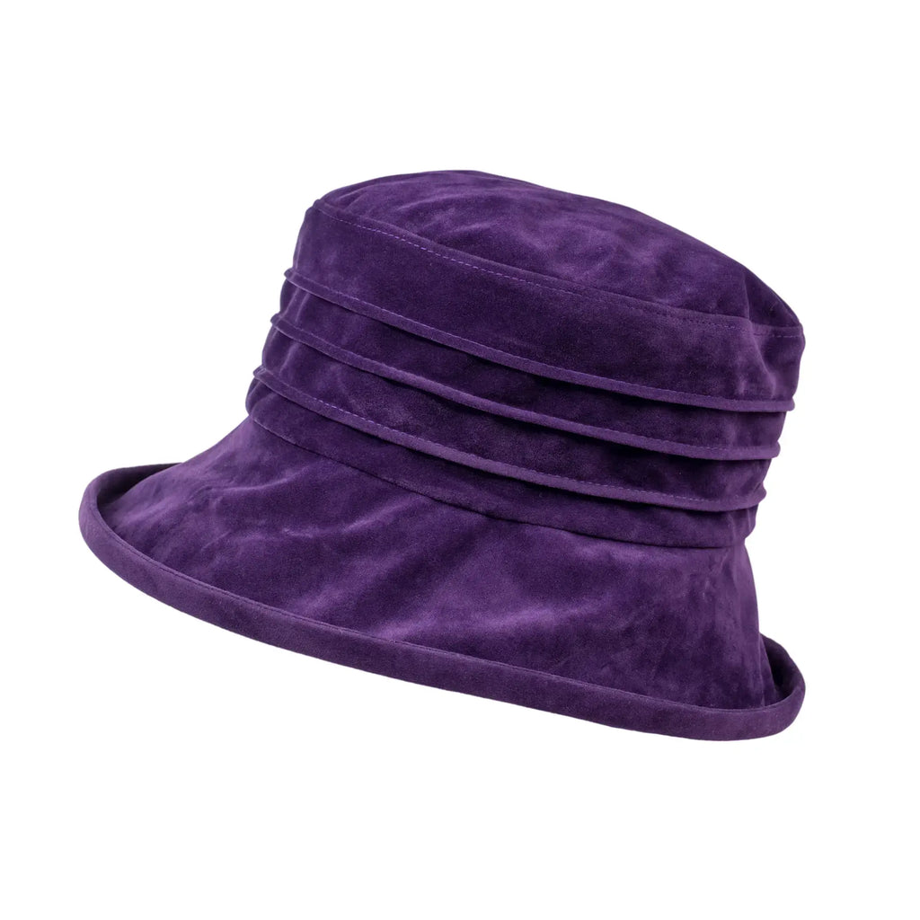 Water Resistant Ladies Velour Pin tuck Packable Hat