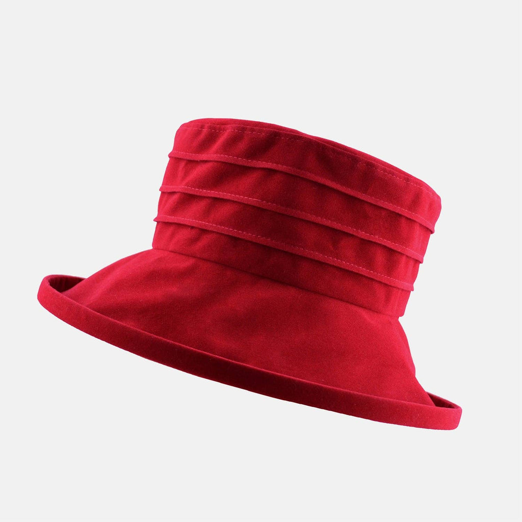 Water Resistant Ladies Velour Pin tuck Packable Hat