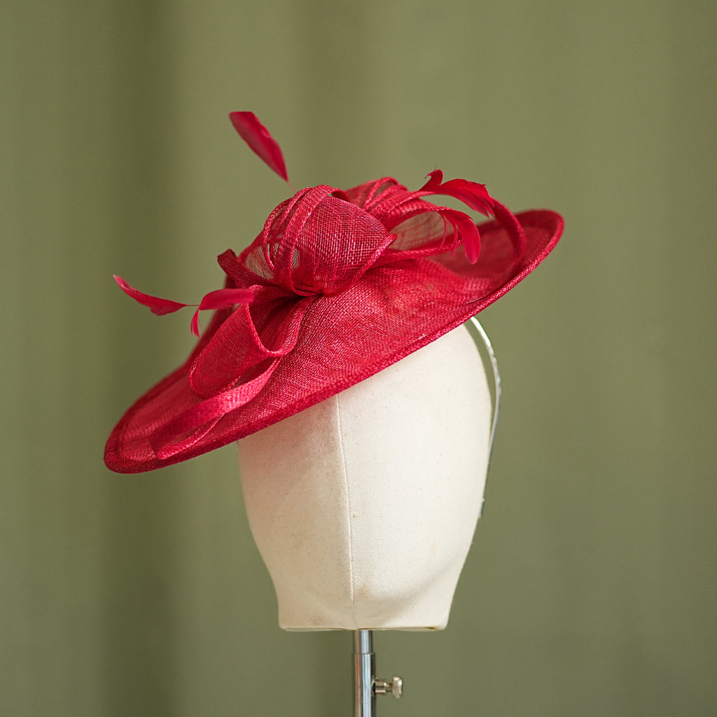 Rouge Travel Disc Hatinator Wedding Guest from Sussex Hats by Isabella Josie