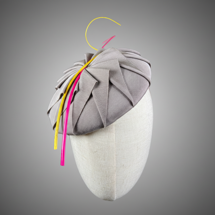 Ruby: Grey Ribbon Cocktail Hat | Isabella Josie