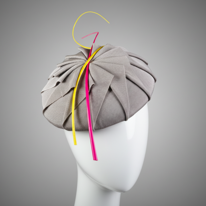 Ruby: Grey Ribbon Cocktail Hat | Isabella Josie