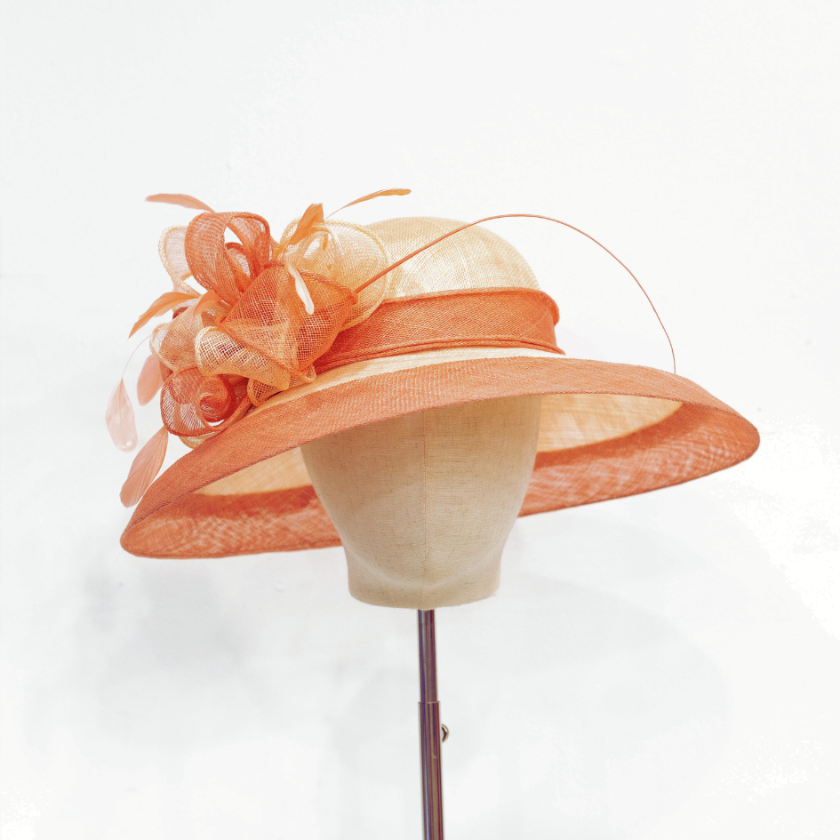 Sara: Peach & Salmon Mother of the Bride Hat | Isabella Josie