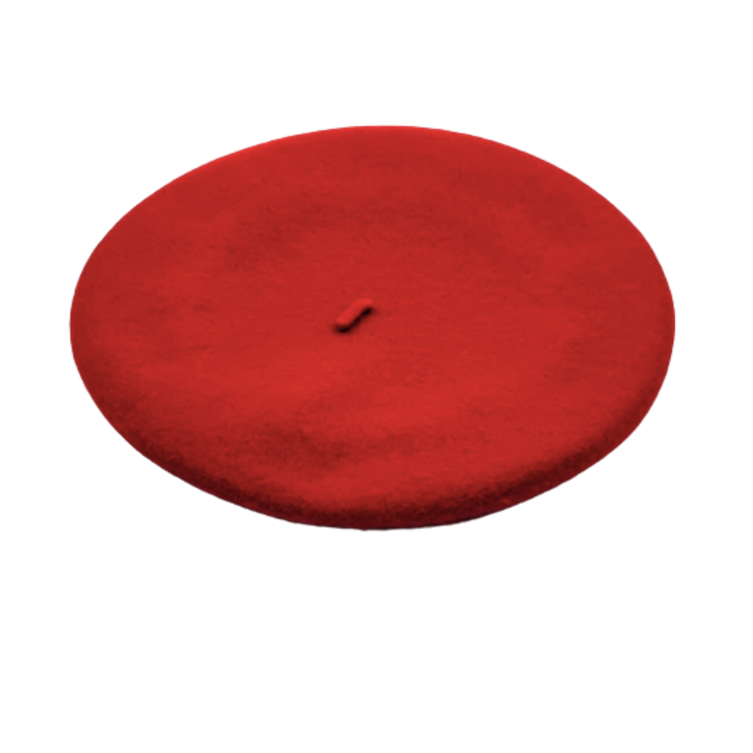 Scarlet Red Wool Felt Beret