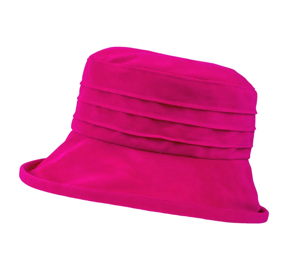 Water Resistant Ladies Velour Pin tuck Packable Hat