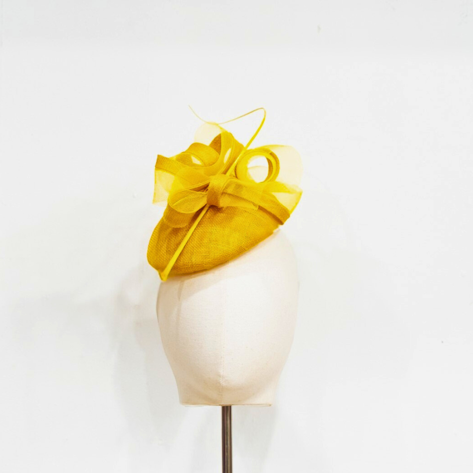 Yellow mother of the groom royal ascot hat made in England