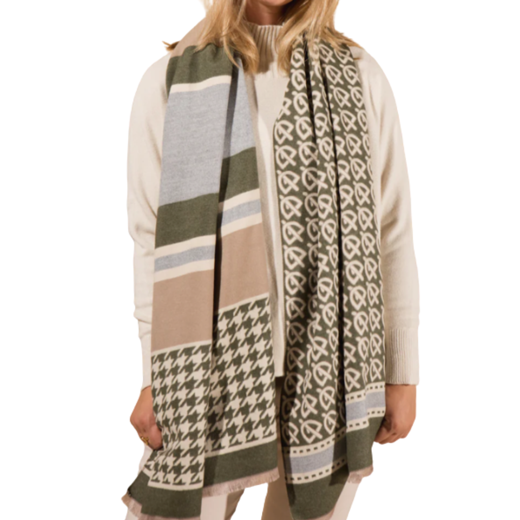 Sigil Luxe Scarf Green and Taupe