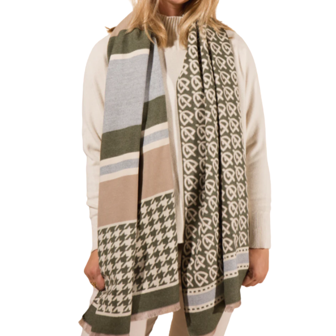 Sigil Luxe Scarf Green and Taupe