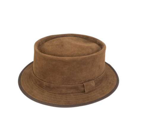 Suede Leather Pork Pie Hat