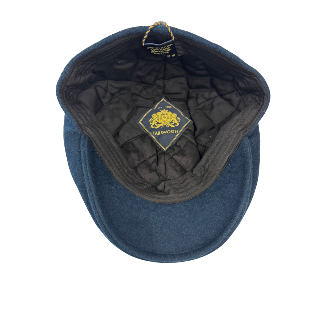 Teal Porto Felt Flat Cap quilted lining