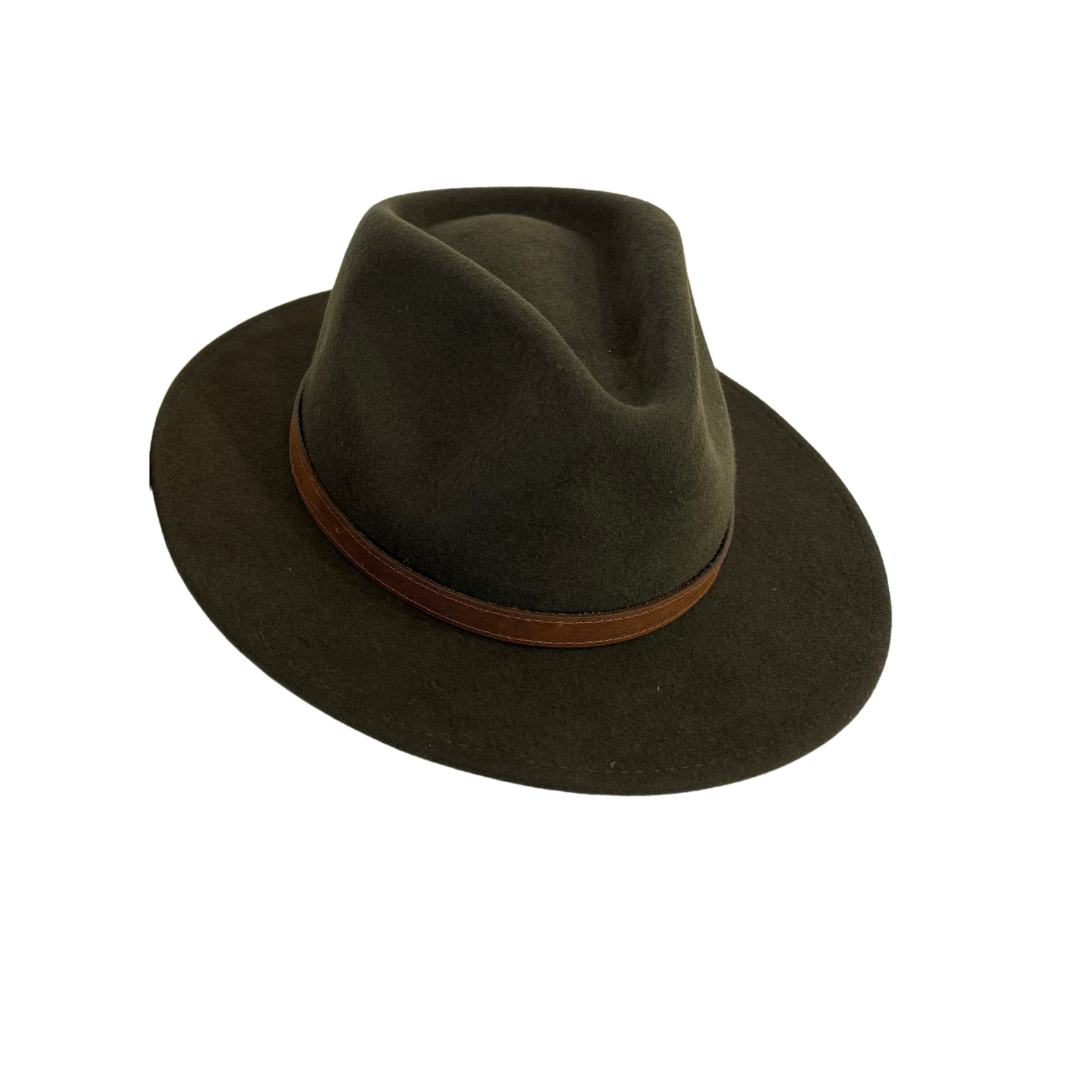 Teardrop Felt Fedora in Green Side
