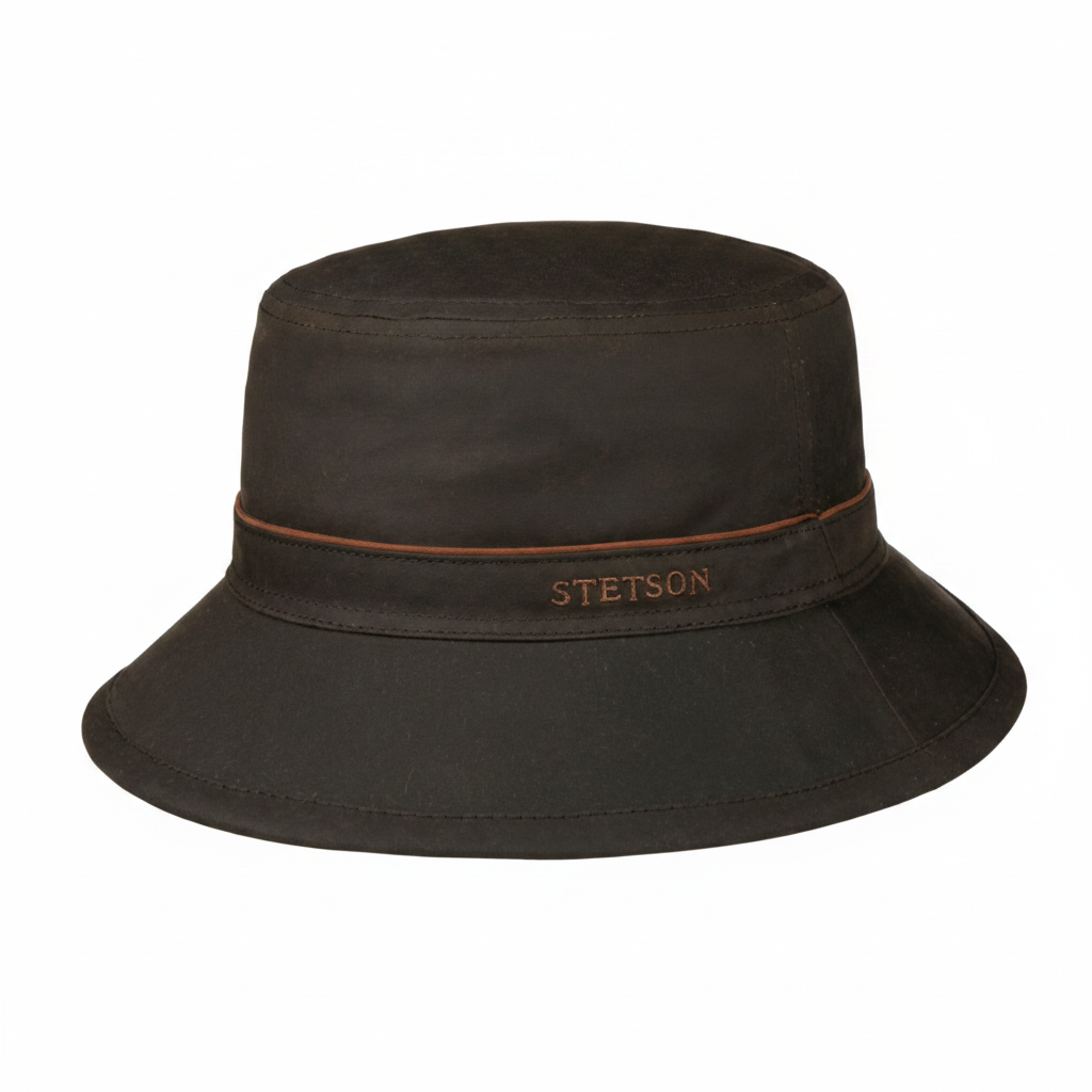 Waxed Cotton Bucket Hat by Stetson 1891112 from Sussex Hats Arundel