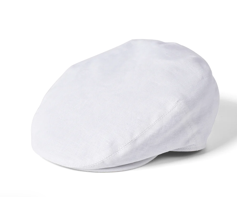 White Irish Linen Flat Cap