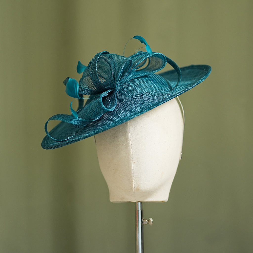 Winter Teal Travel Disc Hatinator Wedding Guess Hat from Sussex Hats by Isabella Josie